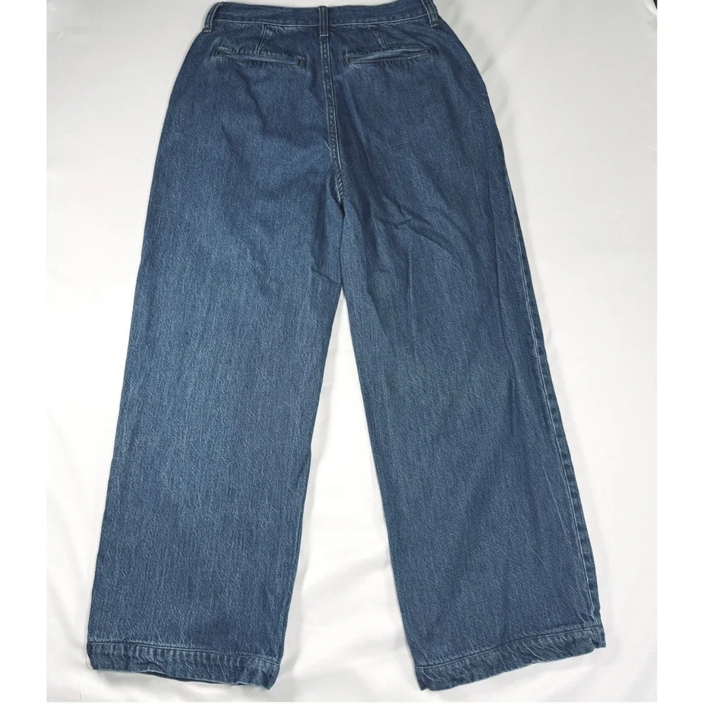 Madewell Baggy‎ Straight Jeans Women 26 Blue Pleated High Rise Denim Trousers